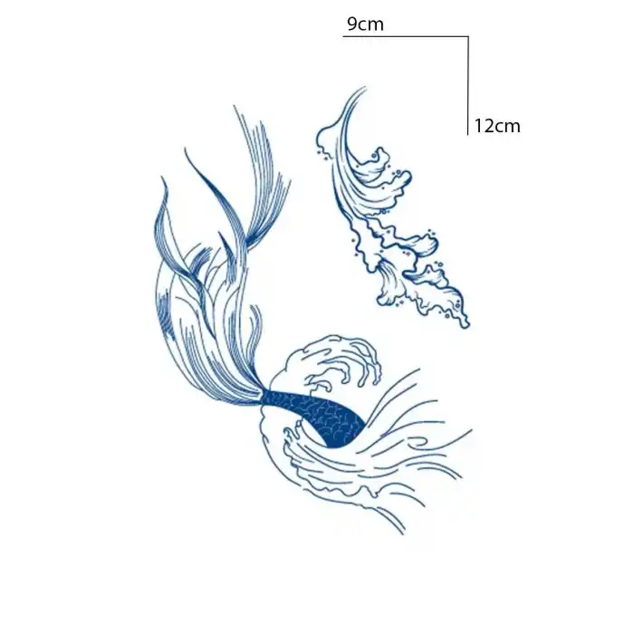 Kuyruk Ve Dalga Figürlü 12 Saat Sonra Kararan Geçici Mini Dövme Tattoo
