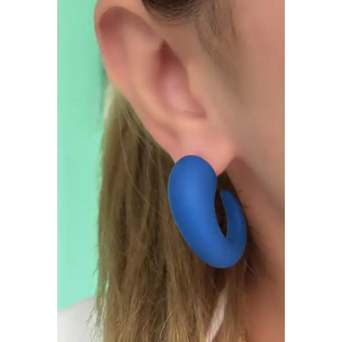 Lacivert Renk Halka Küpe (Çift)