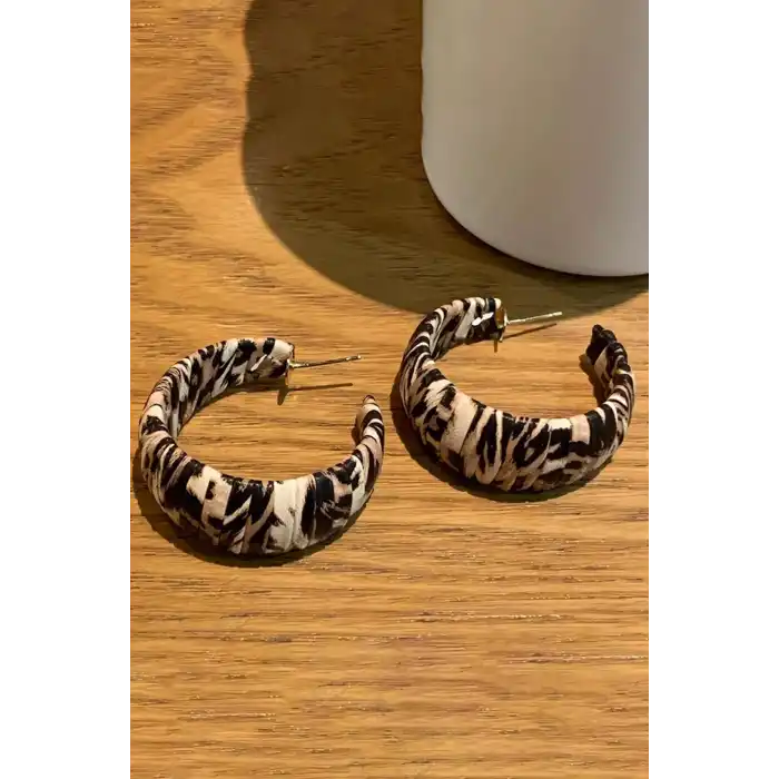 Leopar Desenli Halka Küpe (Çift)