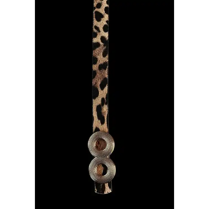 Leopar Desenli Kadın Deri Kemer