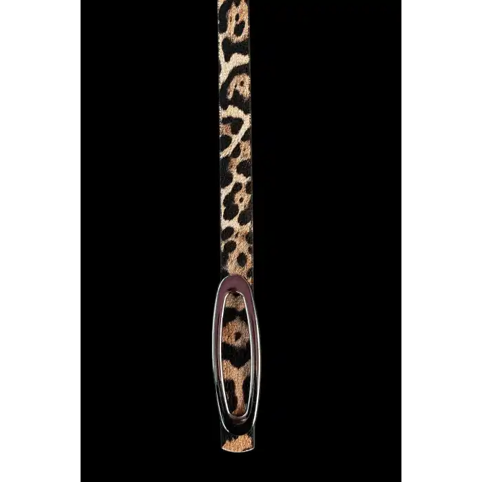 Leopar Desenli Kadın Deri Kemer
