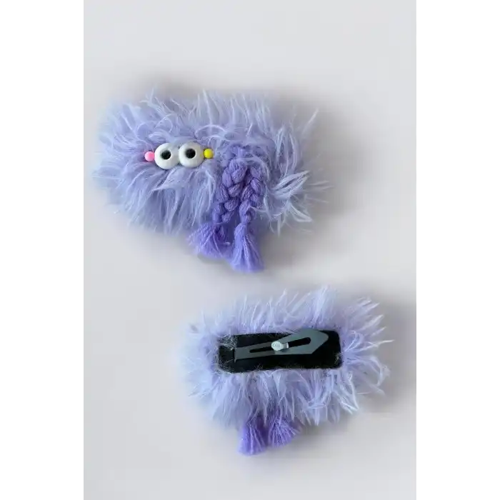 Lila Renk Canavar Figürlü Charm Takılabilir Saç Fırçası/Tarak