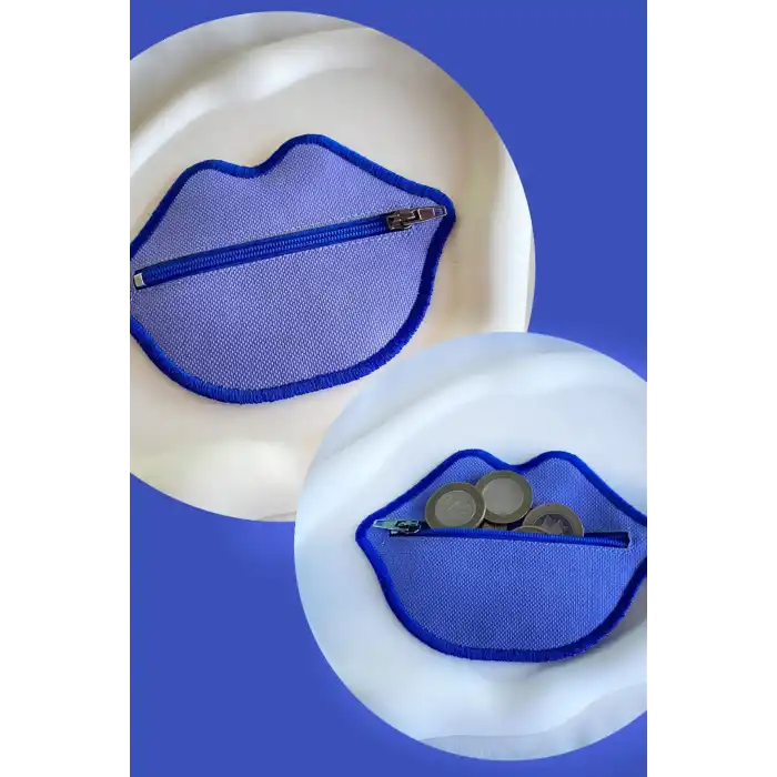 Lila Renk Dudak Detaylı Kadın Cüzdan