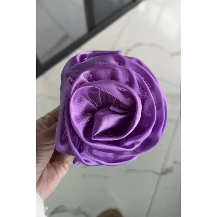 Lila Renk Gül Detaylı Mandal Toka