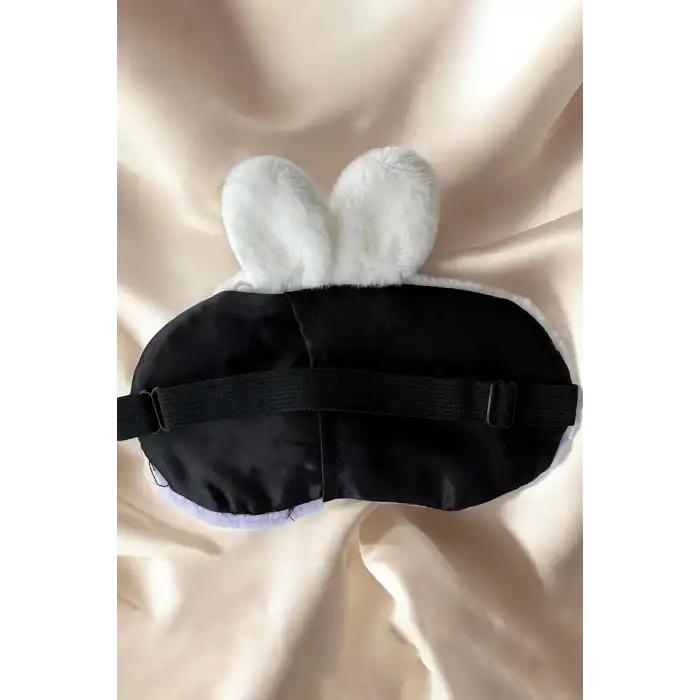 Lila Renk Tavşan Figürlü Peluş Uyku Bandı