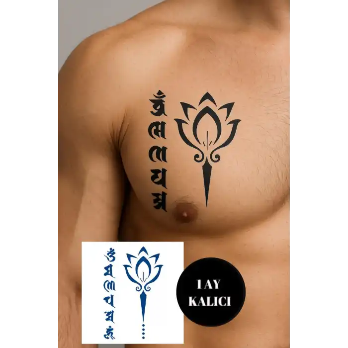 Lotus Figürlü 12 Saat Sonra Kararan Geçici Mini Dövme Tattoo