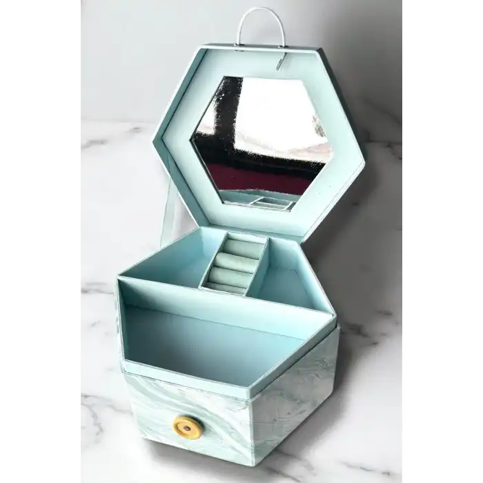 Mavi Renk Ayna Detaylı Takı Organizeri