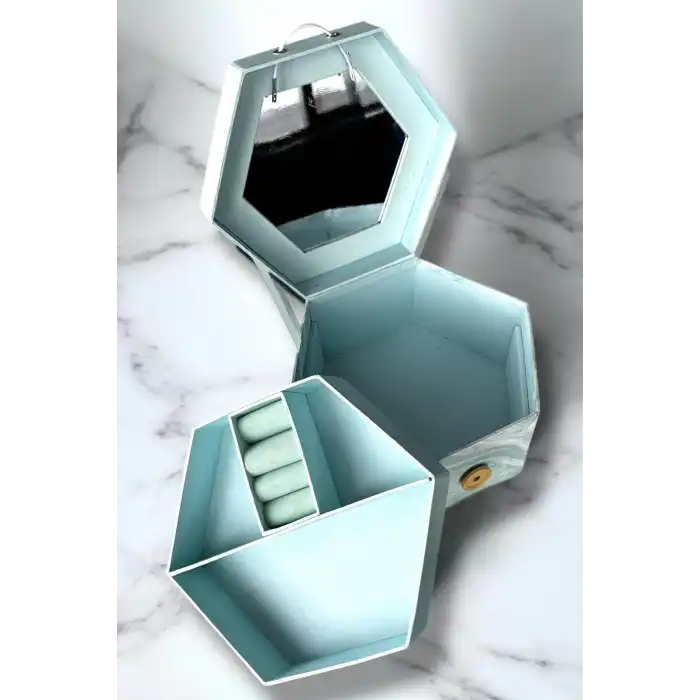Mavi Renk Ayna Detaylı Takı Organizeri