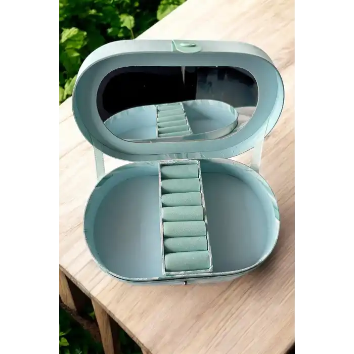 Mavi Renk Ayna Detaylı Takı Organizeri