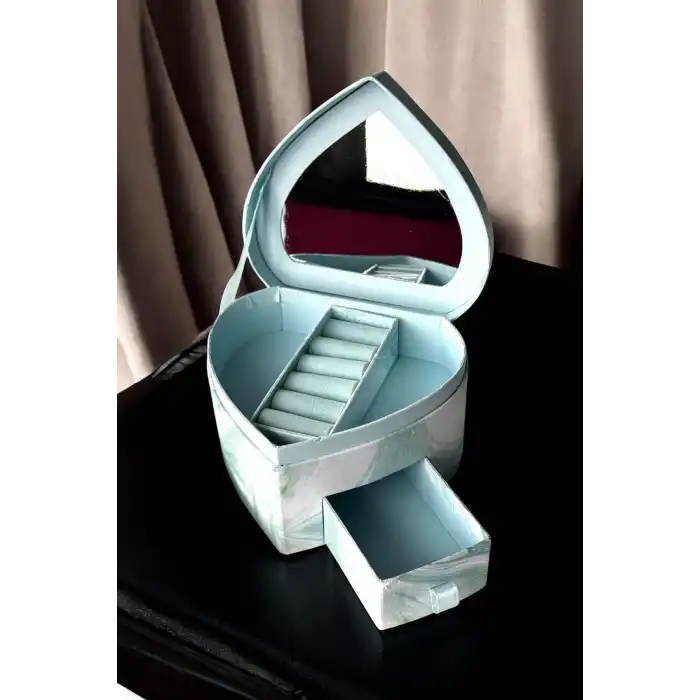 Mavi Renk Bölmeli Çekmeceli Takı Organizeri