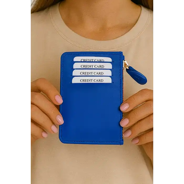 Mavi Renk Deri Kadın Cüzdan/ Kartlık