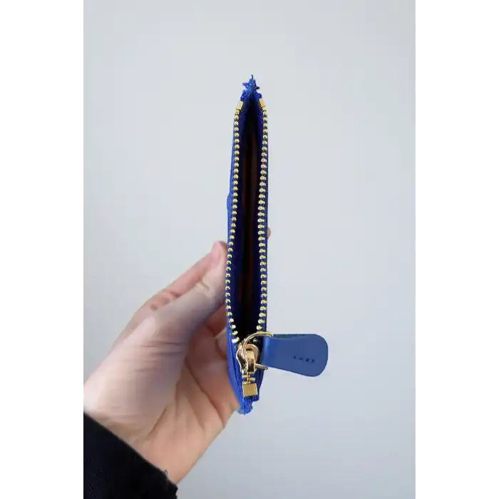 Mavi Renk Deri Kadın Cüzdan/ Kartlık