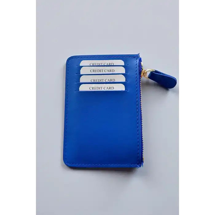 Mavi Renk Deri Kadın Cüzdan/ Kartlık