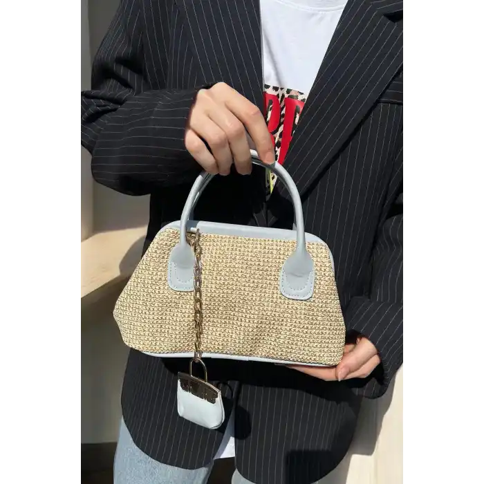 Mavi Renk Hasır Kadın Çanta