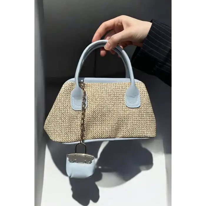 Mavi Renk Hasır Kadın Çanta