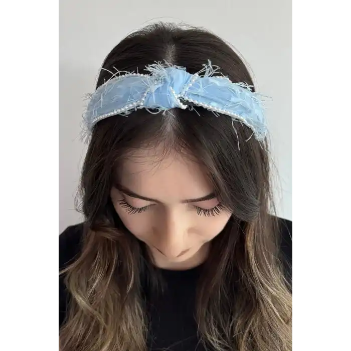 Mavi Renk İnci Detaylı Taç