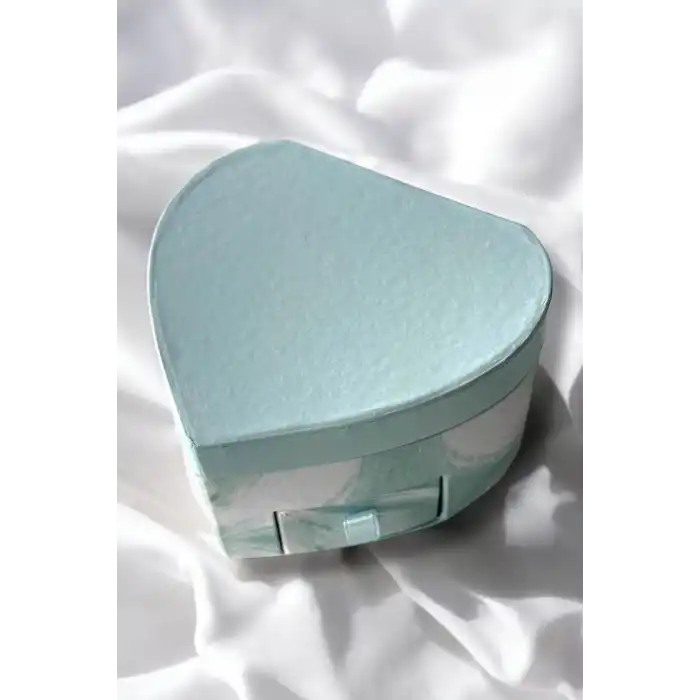 Mavi Renk Kalp Figürlü Bölmeli Çekmeceli Takı Organizeri