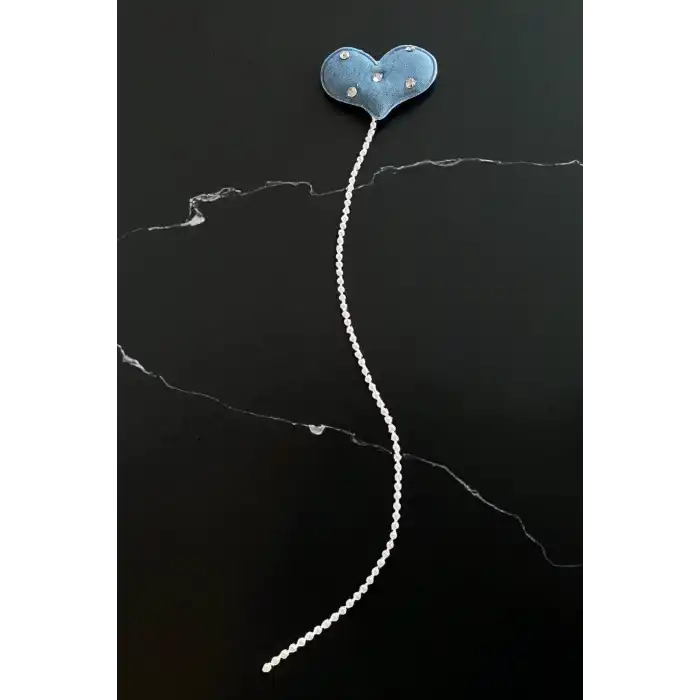 Mavi Renk Kalp Figürlü Sallantılı İnci Detaylı Çocuk Yan Toka