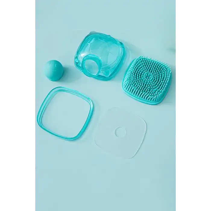 Mavi Renk Kaplumbağa Figürlü Saç Diplerine Masaj Yapan Şampuan Hazneli Silikon Saç Yıkama Fırçası