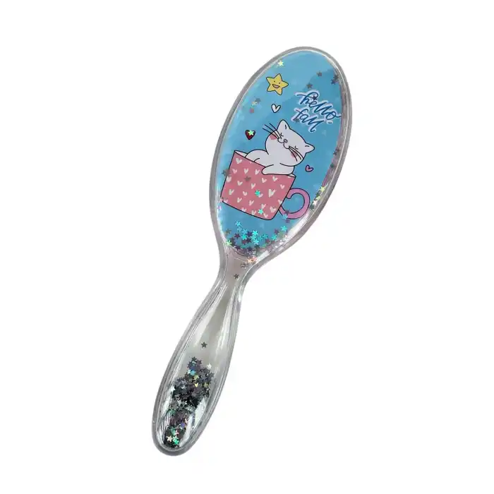 Mavi Renk Kedi Figürlü Sim Detaylı Saç Tarama Fırçası/ Tarak