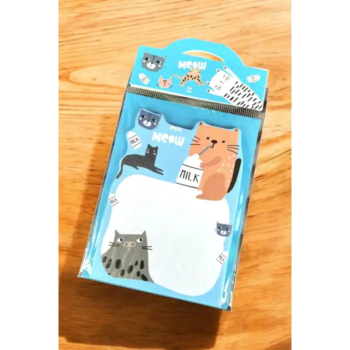 Mavi Renk Kedi Figürlü Yapışkanlı Not Kağıdı