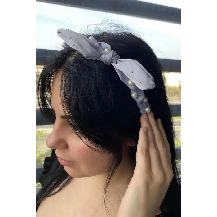 Mavi Renk Kurdele Figürlü İnci Detaylı Taç