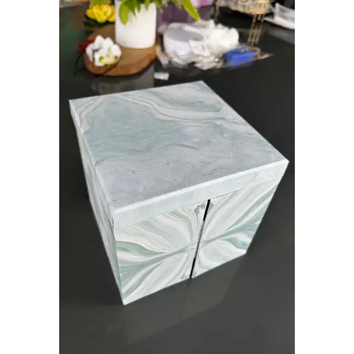 Mavi Renk Kutulu Ayna Detaylı Takı Organizer