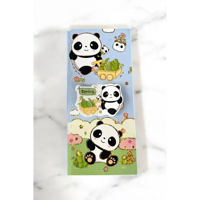 Mavi Renk Panda Figürlü Yapışkanlı Not Kağıdı