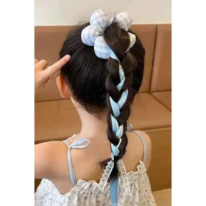 Mavi Renk Papatya Figürlü Kurdele Detaylı Simit Toka