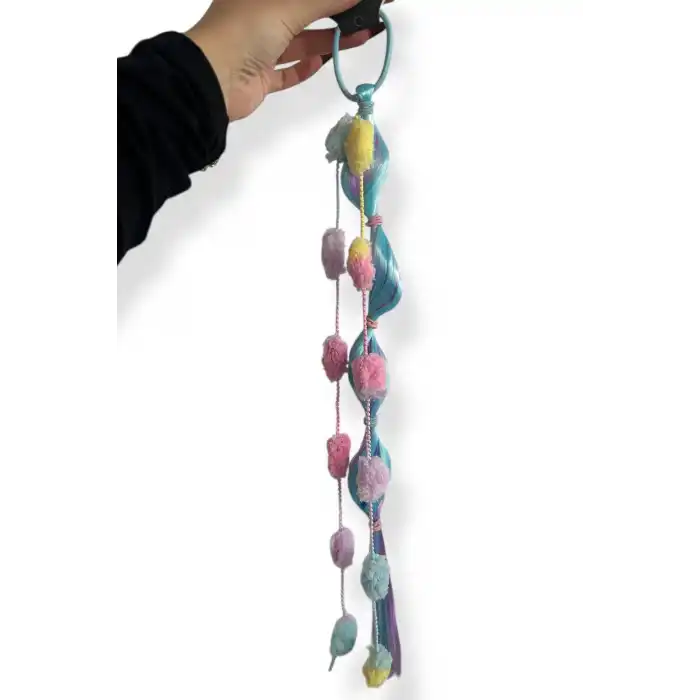 Mavi Renk Saç Detaylı Lastik Toka