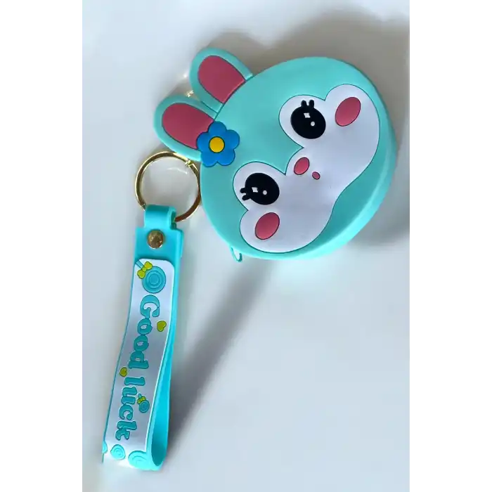 Mavi Renk Tavşan Figürlü Anahtarlık/ Cüzdan