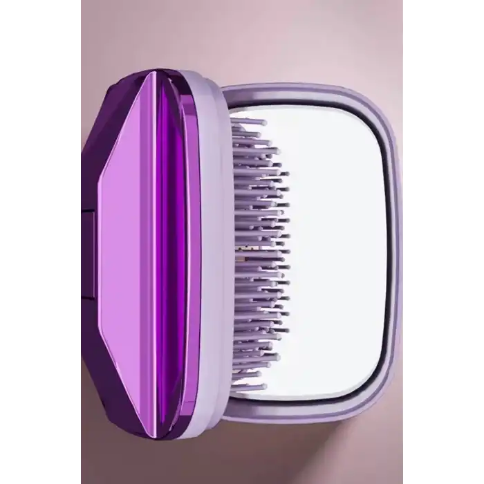 Mor Renk Ayna Detaylı Kendini Temizleyen Kutulu Saç Fırçası