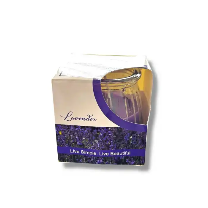 Mor Renk Bardakta Lavanta Kokulu Dekoratif Mum