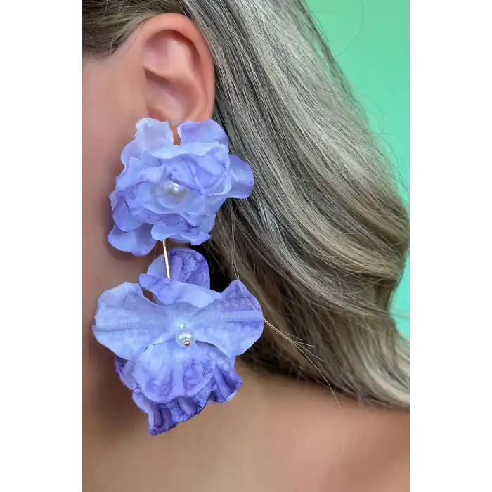 Mor Renk Çiçek Figürlü Küpe (Çift)