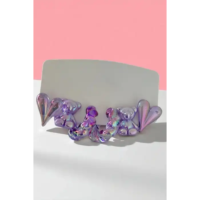 Mor Renk Karışık Figürlü 6lı Küpe Set