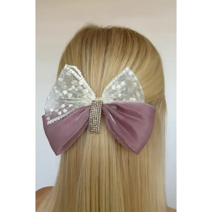 Mor Renk Kurdele Figürlü Taş Figürlü Otomat Toka