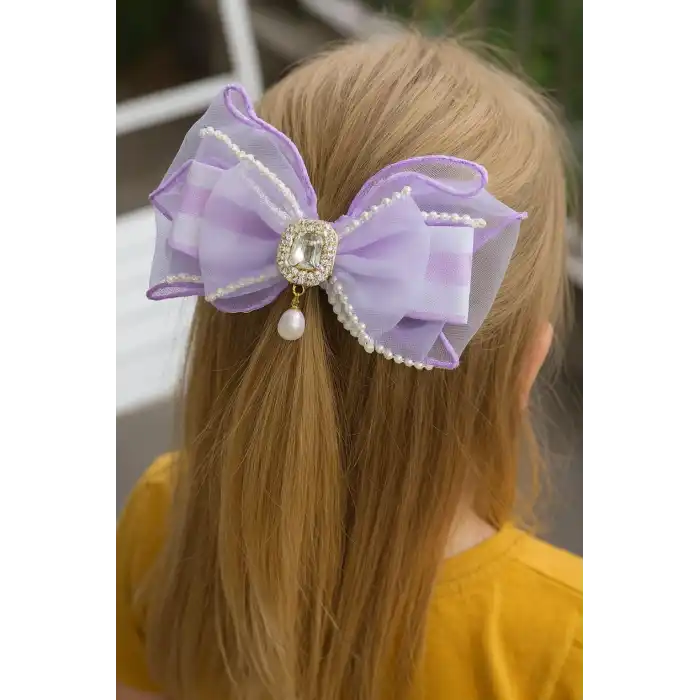 Mor Renk Taş Detaylı Kurdele Otomat Toka