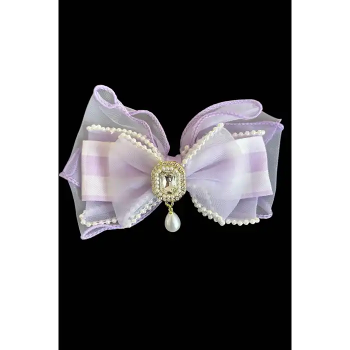 Mor Renk Taş Detaylı Kurdele Otomat Toka