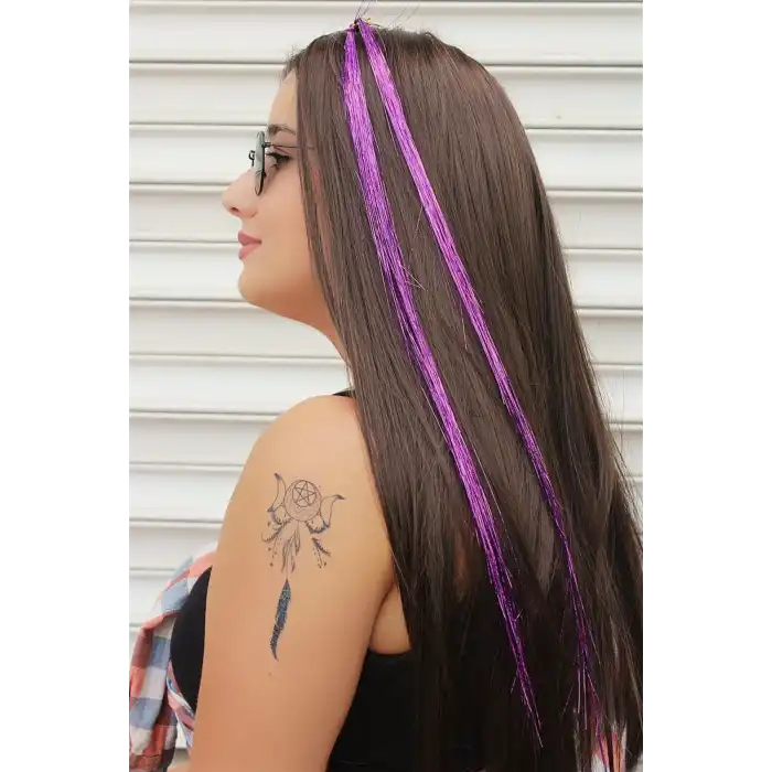 Mor Simli Yan Postiş 45 Cm