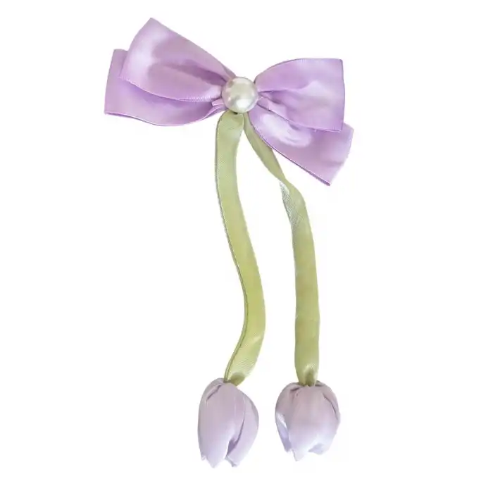 Mor Ve Yeşil Renk Karışık Figürlü İnci Detaylı Otomat Toka