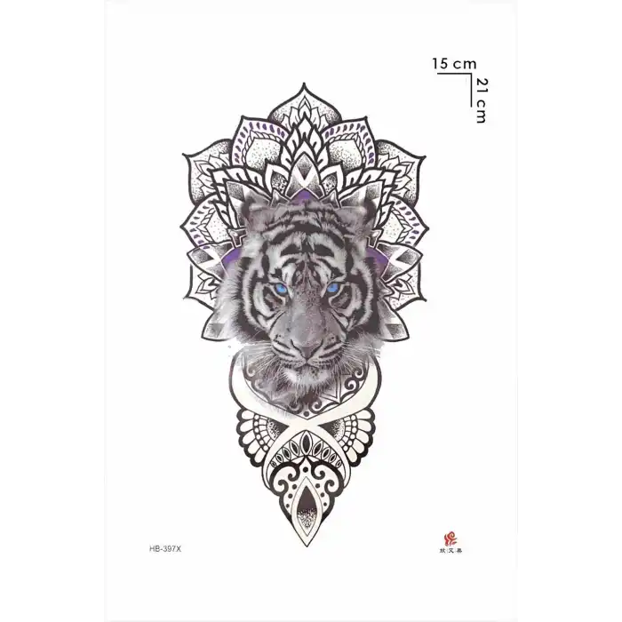 Motifli Bengal Kaplanı Geçici Dövme Tattoo