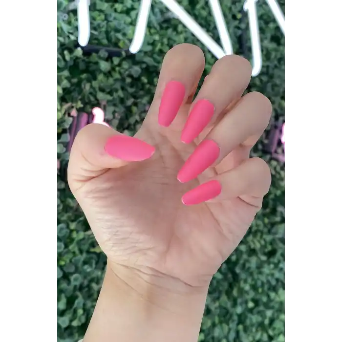 Pembe Renk 12li Takma Takma Tırnak (Yapıştırıcılı)