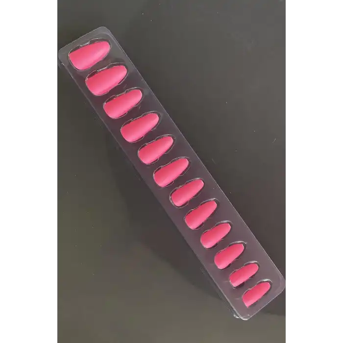 Pembe Renk 12li Takma Takma Tırnak (Yapıştırıcılı)