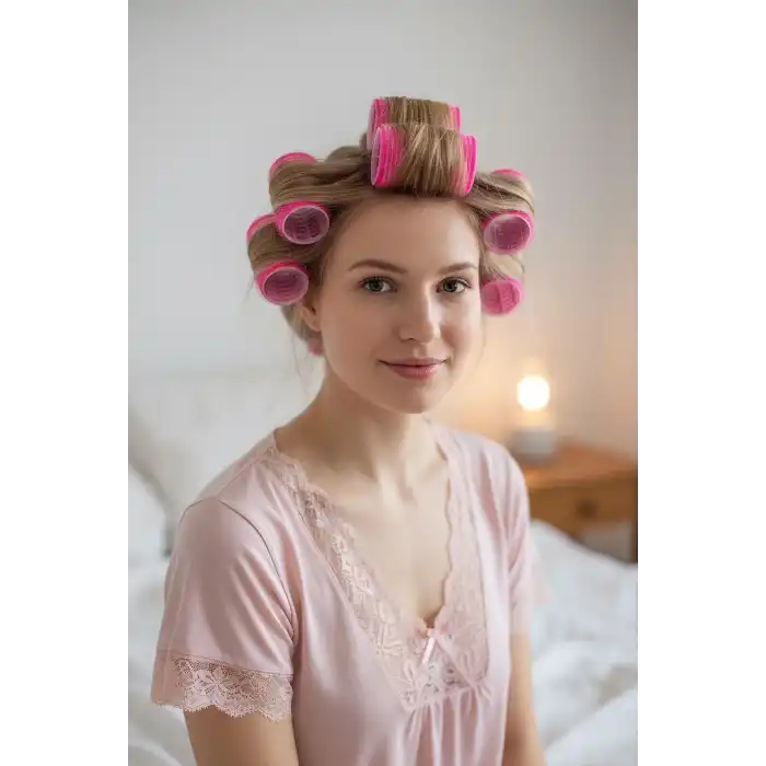 Pembe Renk 6lı Küçük Boy Bigudi Set