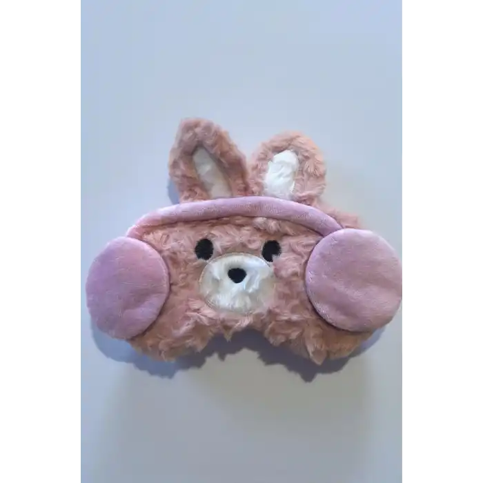Pembe Renk Ayıcık Figürlü Peluş Uyku Bandı