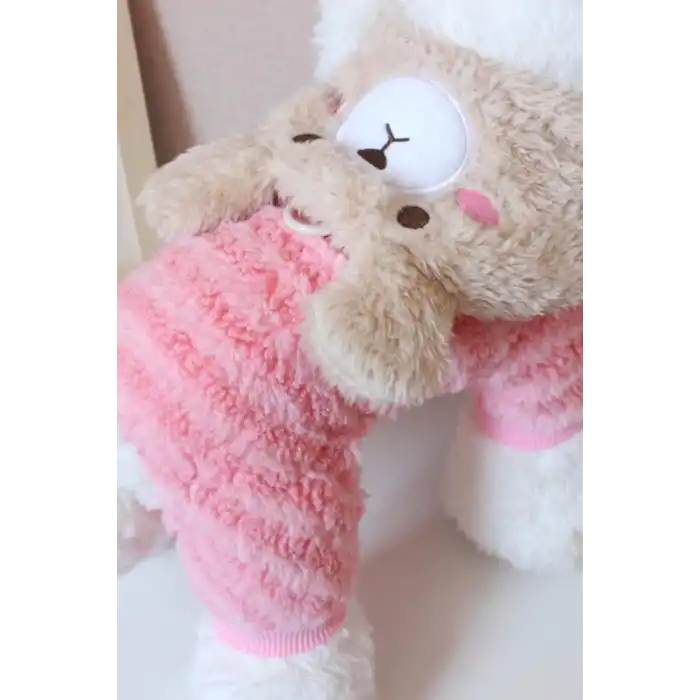 Pembe Renk Ayıcık Figürlü Peluş XXL Köpek Tulum