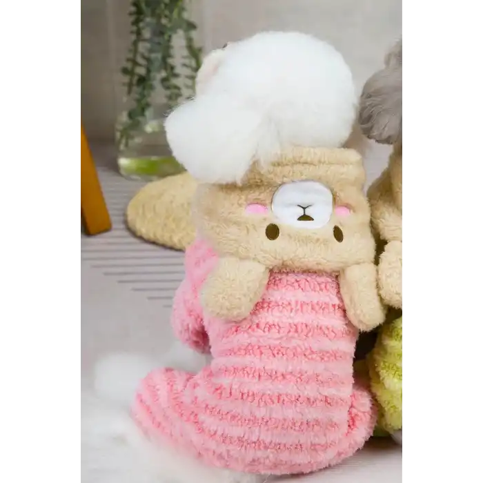 Pembe Renk Ayıcık Figürlü Peluş XXL Köpek Tulum