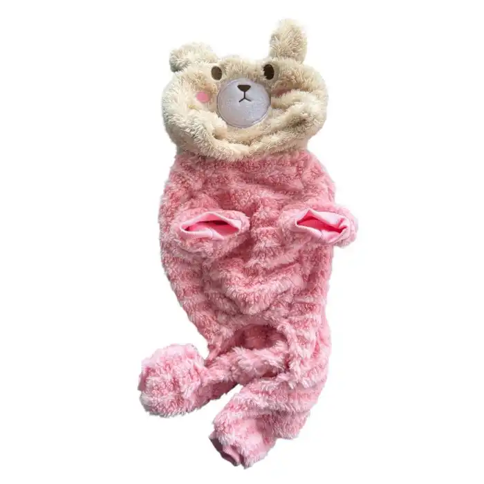 Pembe Renk Ayıcık Figürlü Peluş XXL Köpek Tulum