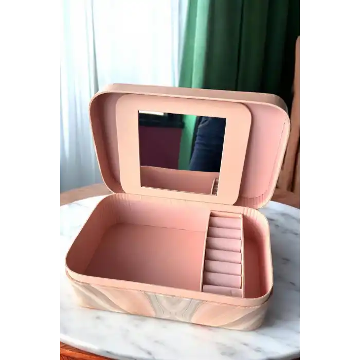 Pembe Renk Ayna Detaylı Takı Organizeri