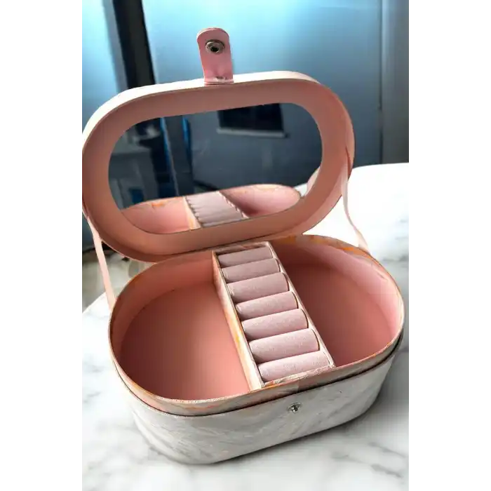 Pembe Renk Ayna Detaylı Takı Organizeri